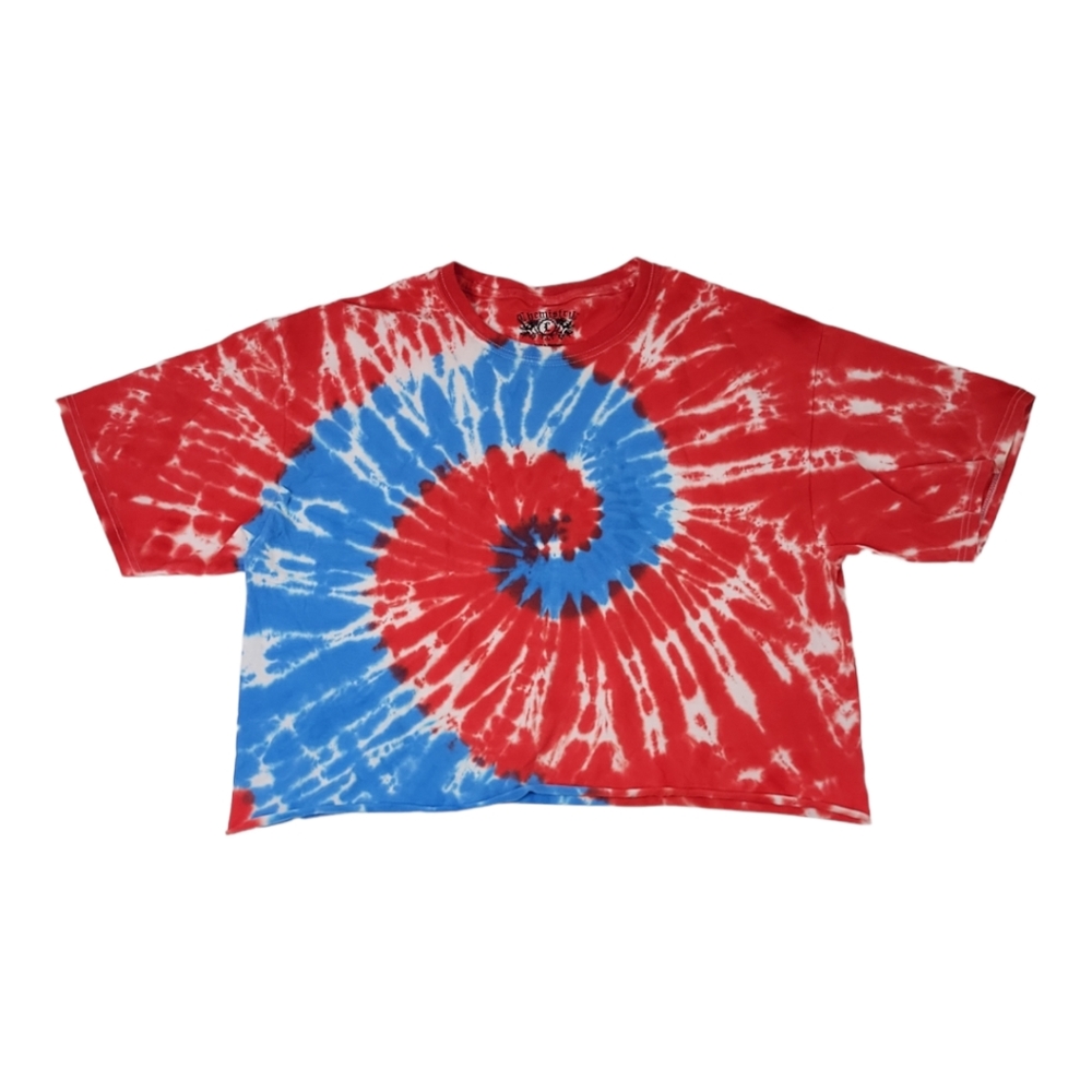 🪷 4/$20🪷 Chemistry Oversized Red White Blue Tie Dye crop top